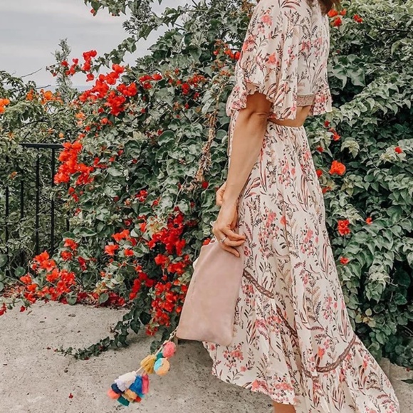 Boho Floral Cut out butterfly sleeve Cottagecore dress - Picture 8 of 13